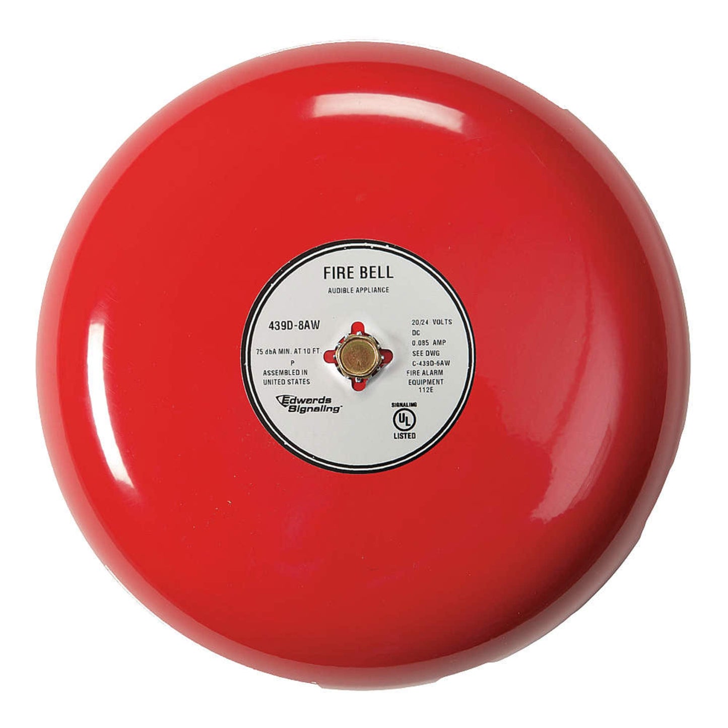 Fire Bell, Red, 8 In., 20 to 24V