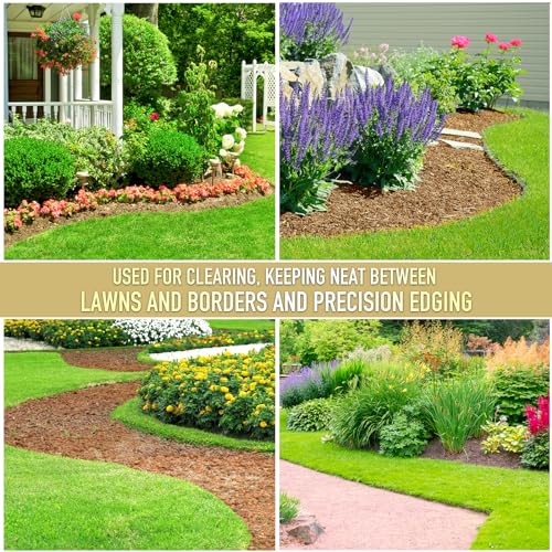 Colwelt 38-Inch Saw-Tooth Edger for Lawn & Garden, Half Moon Border Tool with T-Grip