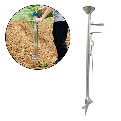 IEUDNS Garden Seeder Garden Bulb Transplanter ToolSeed Spreader Sowing Seed Dispenser Easy to Operate Stainless Steel Manual Planter Vegetable Metal Seeder for Beans Peanut, Length 93cm