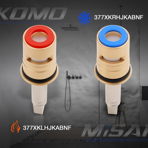 Misakomo Ceramic 1/4-Turn Cold & Hot Valve Cartridge Kit Long Stem Fit for Concealed Caps Replace# 377XKRHJKABNF & 377XKLHJKABNF