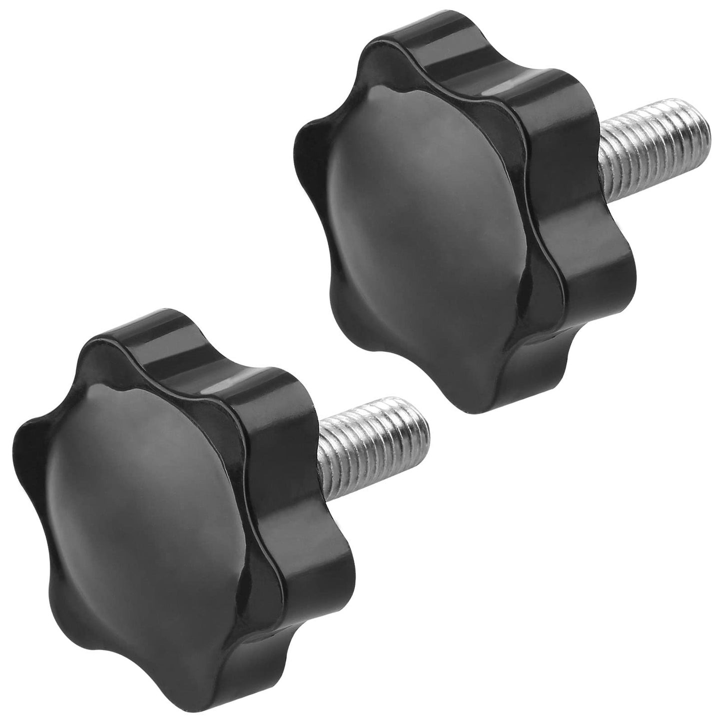 LifCratms M8 x 20mm Thread Star Knob 2Pcs, Plastic Hex Shaped Clamping Knob Handle Hand Tightening Screw for Umbrella Base Replacement