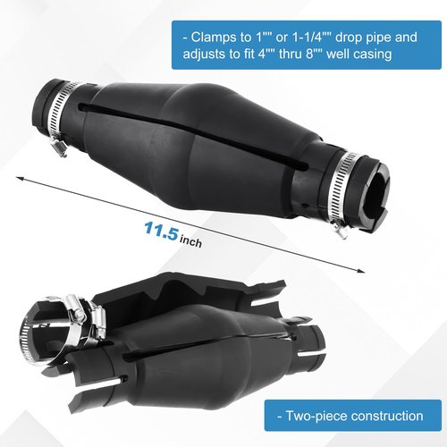 Innconee 2 Pcs 1350 Rubber Torque Arrestor 1" to 1-1/4" Expandable Torque Arrestor for Well Pump Water Pump Accessories, Adjustable to Well Pipe Casings from 4" to 8" ID