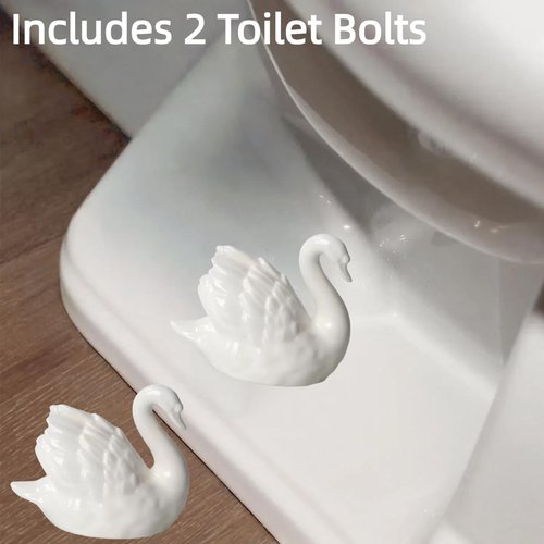 Ceramic Floor Caps,Toilet Bolt Covers Decorative,Toilet Screw Cover Caps (White Swan)