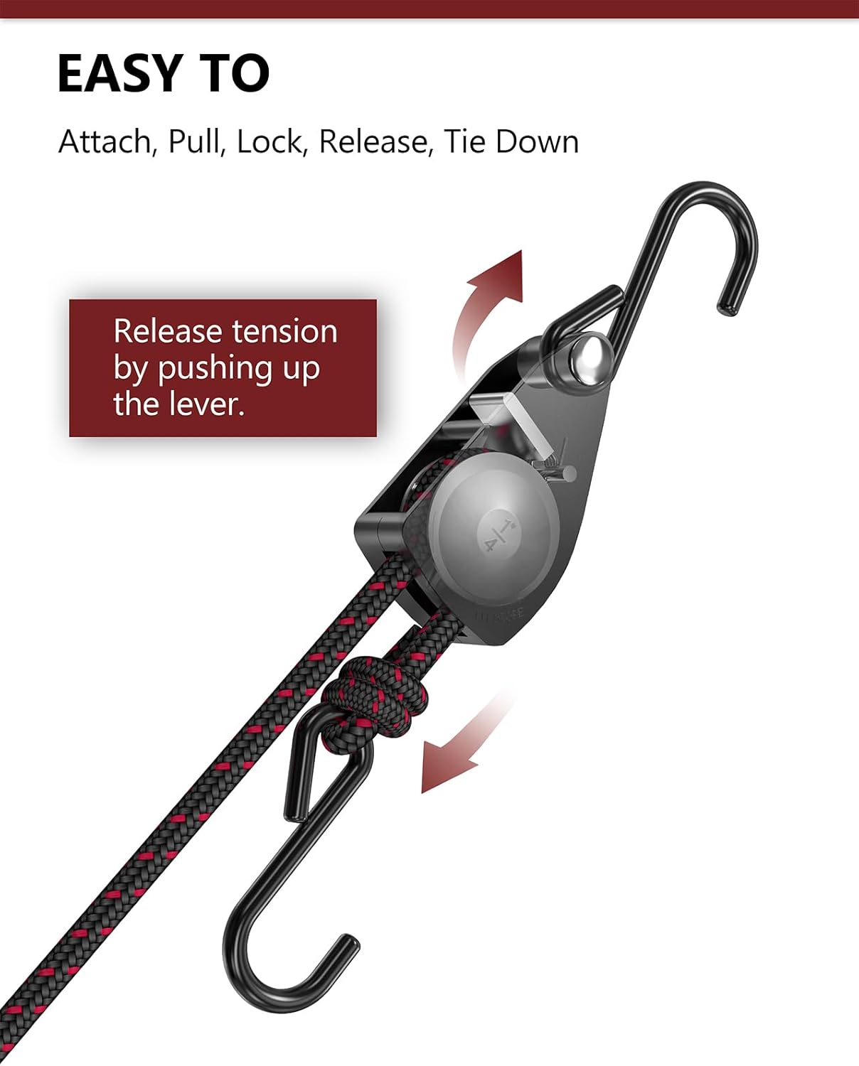 VIPARSPECTRA Retractable Heavy Duty Ratchet Tie Down Straps [4 Pack, 8ft, 75lbs/Pack], Rope Pulley System Rollers with Carabiner Hook for Kayak/Hanging Plants/Grow Light/Tents Various Tie-Down Uses