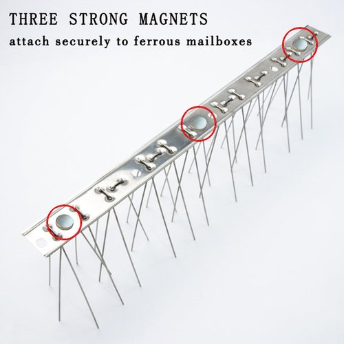 JUJINXIN 13 inch Mailbox Bird Spikes,Bird deterrents for Mailbox,Stainless Steel Magnetic Bird Spikes for use on Iron or Steel mailboxes. (2 pcs)