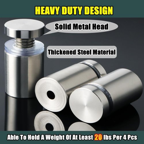 Alise 3/4"x1" Sign Standoff Screws,Wall Mount Glass Standoff Advertising Nail for Hanging Acrylic Picture Frame Glass Acrylic Signs,Stainless Steel Sign Mounting Bracket Hardware,Brushed,Pack of 8