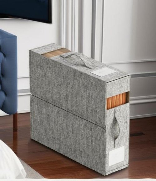 6-Piece Foldable Storage Organizer Set with Handles, Ideal for Bed Sheets, Blankets, and Coverlets, Space-Saving Closet Grey