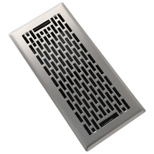SANYCASA Floor Register 4x10 Inches - Heavy Duty Walkable Steel Floor Vents - Ease Adjust Air Flow Direction Floor Registers - Satin Nickel Floor Vent Covers - Boston Design Air Vents for Home