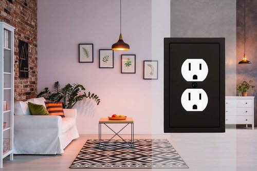 Modern Edge Decorative Wall Plate Switch Plate Outlet Cover, Durable Solid Zinc Alloy (Single Duplex 2PK, Matte Black)
