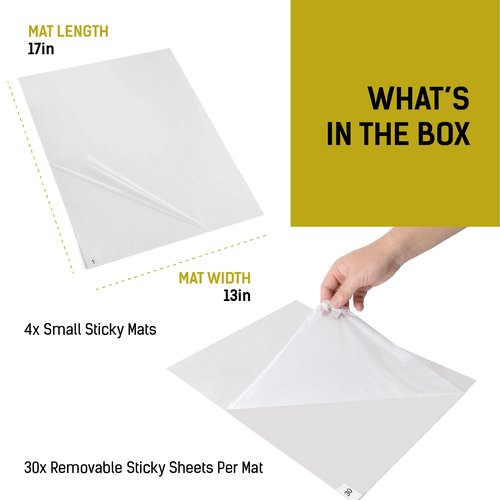 4 Pack White Grip Construction Mats - 17x13 Basketball Shoe Pad - 30 Peel-Off Floor Sheets, Adhesive for Dirt, Dust, Debris, Sand & Hair Removal - Basketball Sticky Mat - Shoe Sticky Pad