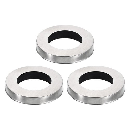 uxcell 3Pcs Faucet Base Rings, 2.13"x1.26"(OD x ID) Stainless Steel Wire Drawing Washer Fasteners Tap Hole Cover for Bathroom Kitchen Faucets, Silver