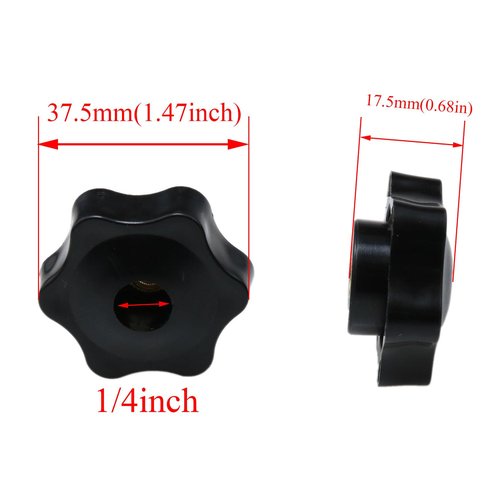 Meuey Lyot T Track Knobs Six-Star Thru Knobs 1/4”-20 Hole Knobs for Sawing Machine Drilling Machine Lathe Fixed Length Fixture -6PCS