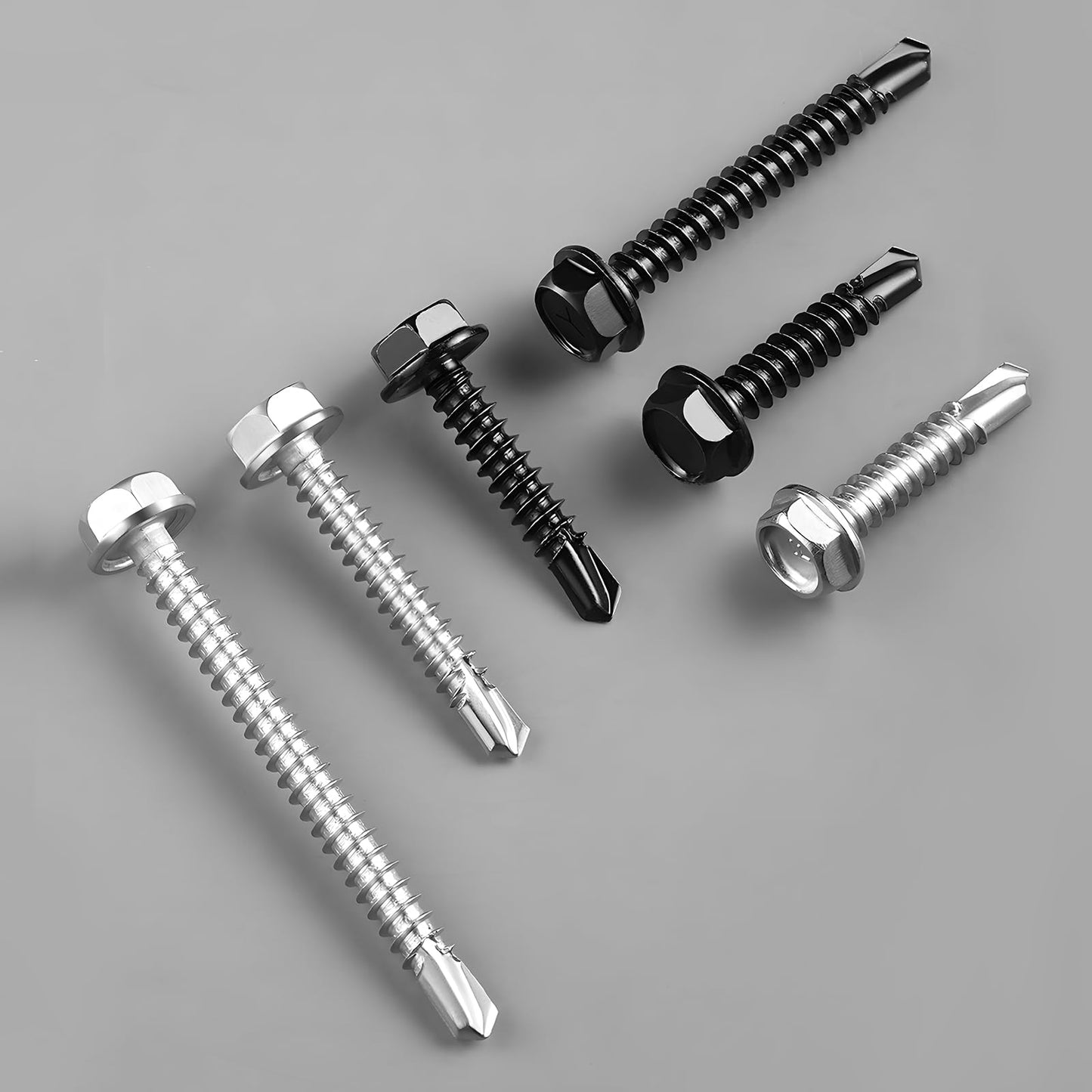 BNUOK #10 x 3/4 Inch Self Drilling Screws, (58pcs) 0.5 lbs Black Self Tapping Screws for Metal, 410 Stainless Steel Hex Washer Head Sheet Metal Screws