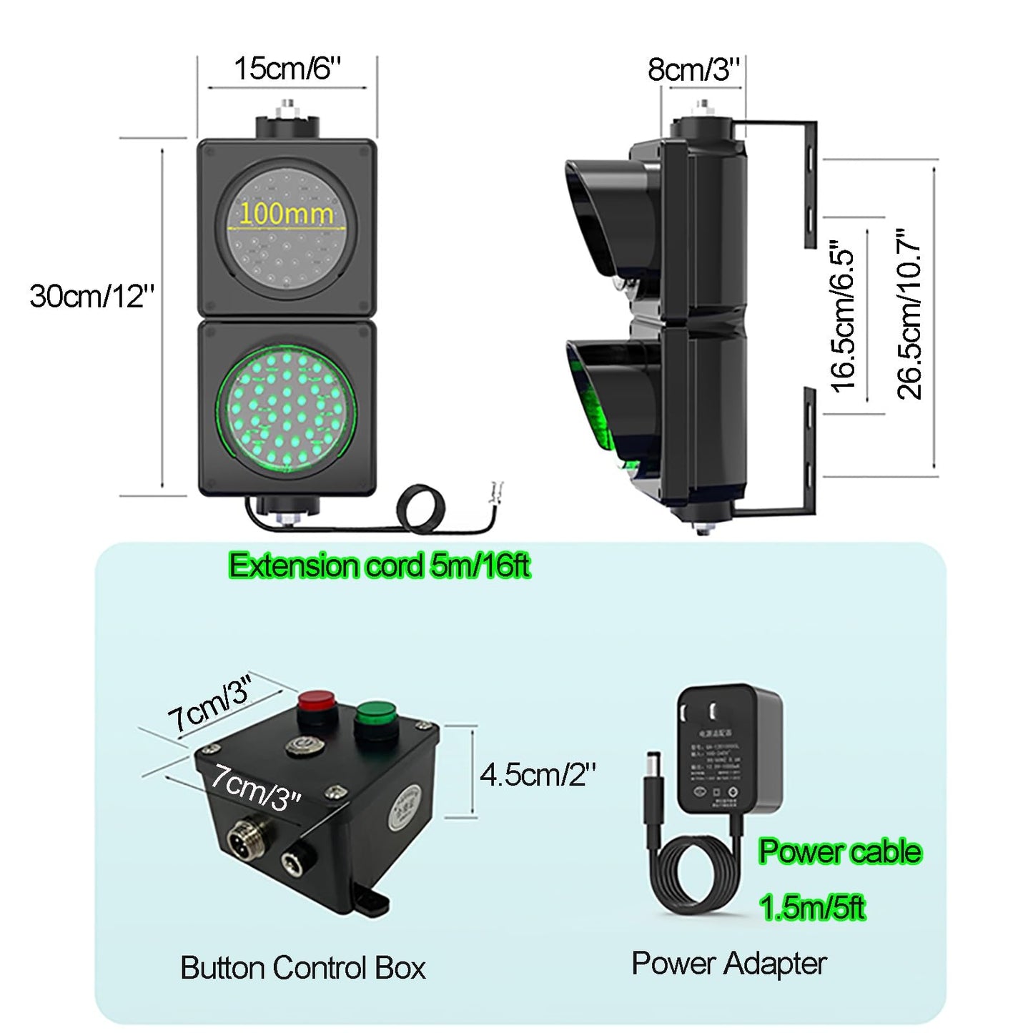 GQMYCDM 2 Red/Green LED Loading Dock Traffic Lights for Mounting Inside and Outside, Industrial Signal Lamp for Wall, with Control Switch, Plug & Play