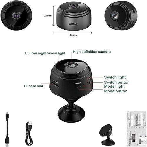 ENSIMDI Secret Scope Camera, Secret Scope Security Camera, Mini Wire-Free Monitor with Night Vision Function, WiFi Camear Outdoor Wireless 1080p HD (3pcs Black)
