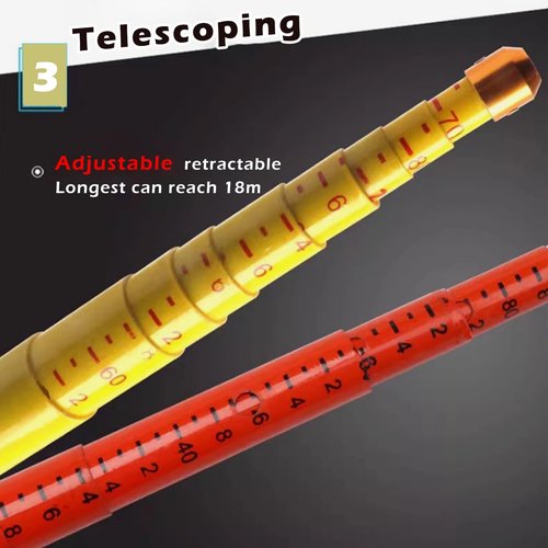 WLCGYD Yellow Height Measuring Stick Lineman w/Hook, Epoxy Resin Telescoping Measuring Rod for Live Power Line, Tree Height Measuring Device, 60 50 40 30 20 Ft Long(1pack,6m/19.7ft)