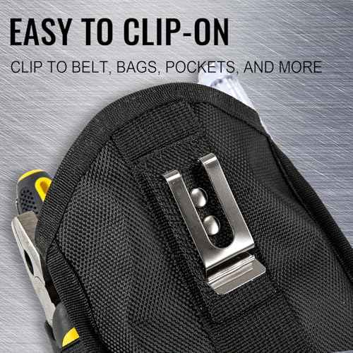 Nail/Screw Work Samll Tool Pouch with Belt Clip,Made of Oxford Cloth 1680d Bolt Storage Pouch, Mini Organizer Pocket Attachment for Tool Belt,Electrician, HVAC Tech, Plumber, Carpenter Use