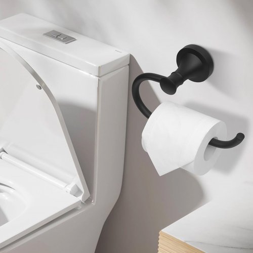 BRASEEY Black Toilet Paper Holder, Bathroom Toilet Tissue Roll Holder Hanger, Matte Black Towel Paper Holder for Bathroom, Wall Mount Bathroom Hardware Accessories