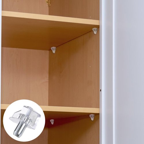 20 PCS 5mm Shelf Pegs, Shelf Support Pegs Clear Plastic Cabinet Shelves Peg Support Holders Pins Replacement Peg Steel Pins for Cabinets Bookcase Shelves Cupboard