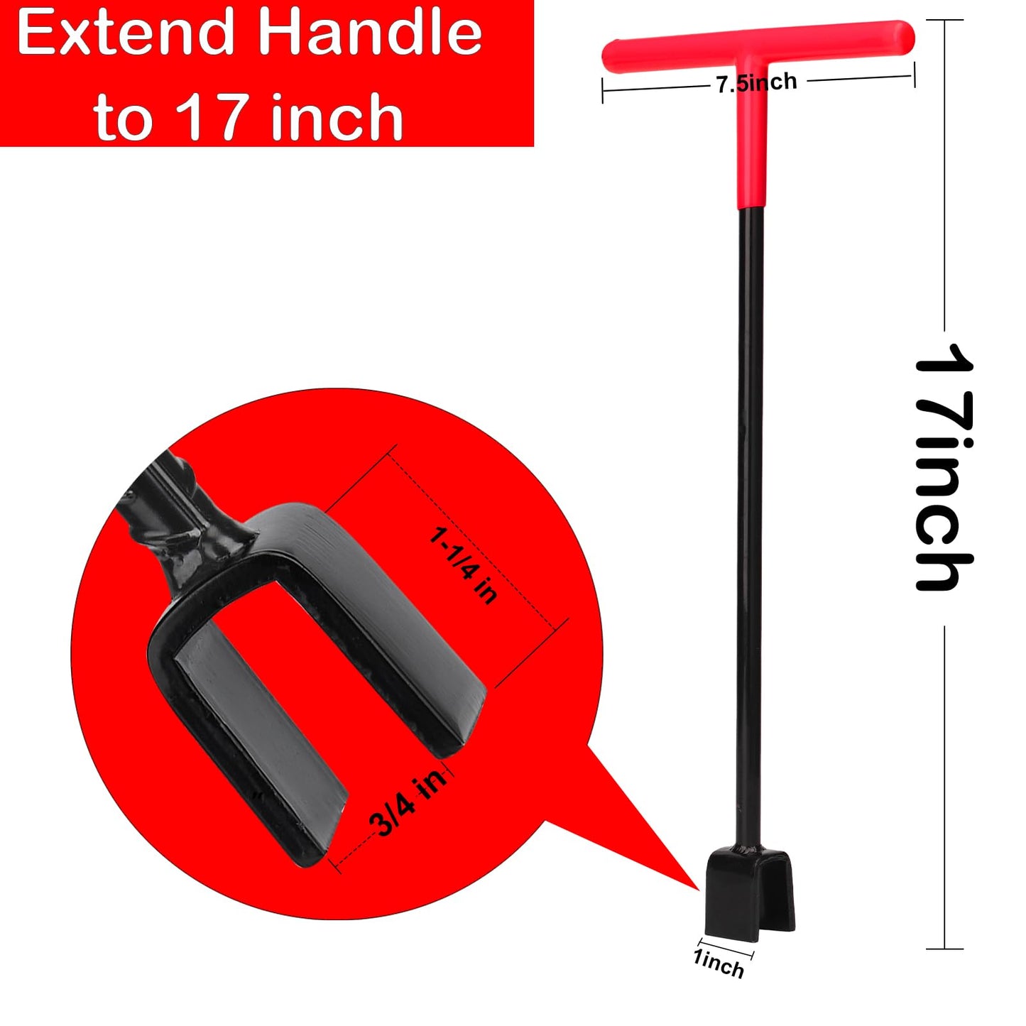 Manalete 17 Inch Water Meter Key with 4-Way Utility Key - Heavy-Duty Water Shut Off Tool for Curb Main, Underground Stop/Waste, Enforced Rebar Steel, T-Handle & U-Head