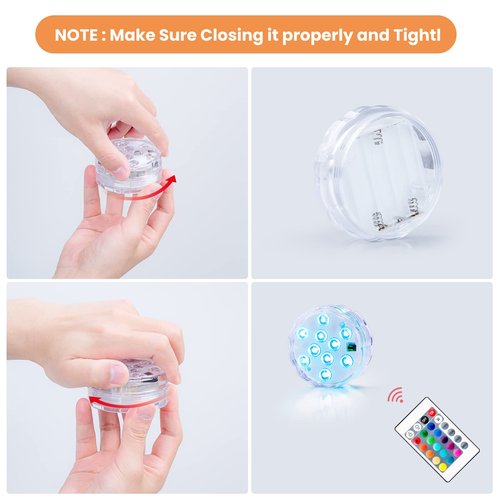 Seagenck Bathroom Lights Wireless Battery Operated, Waterproof Led Glow Light for Bath Shower Spa Vanity Lamp, for Over Mirror Wall Ceiling Lights, RGB Multi Color Remote Controlled, 6pcs