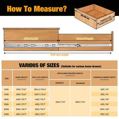 22 Inches Drawer Slides - 10 Pairs Soft Close Drawer Slides Heavy Duty Side Mount Ball Bearing Brushed Nickel Drawer Rails with Mounting Brackets, Silver