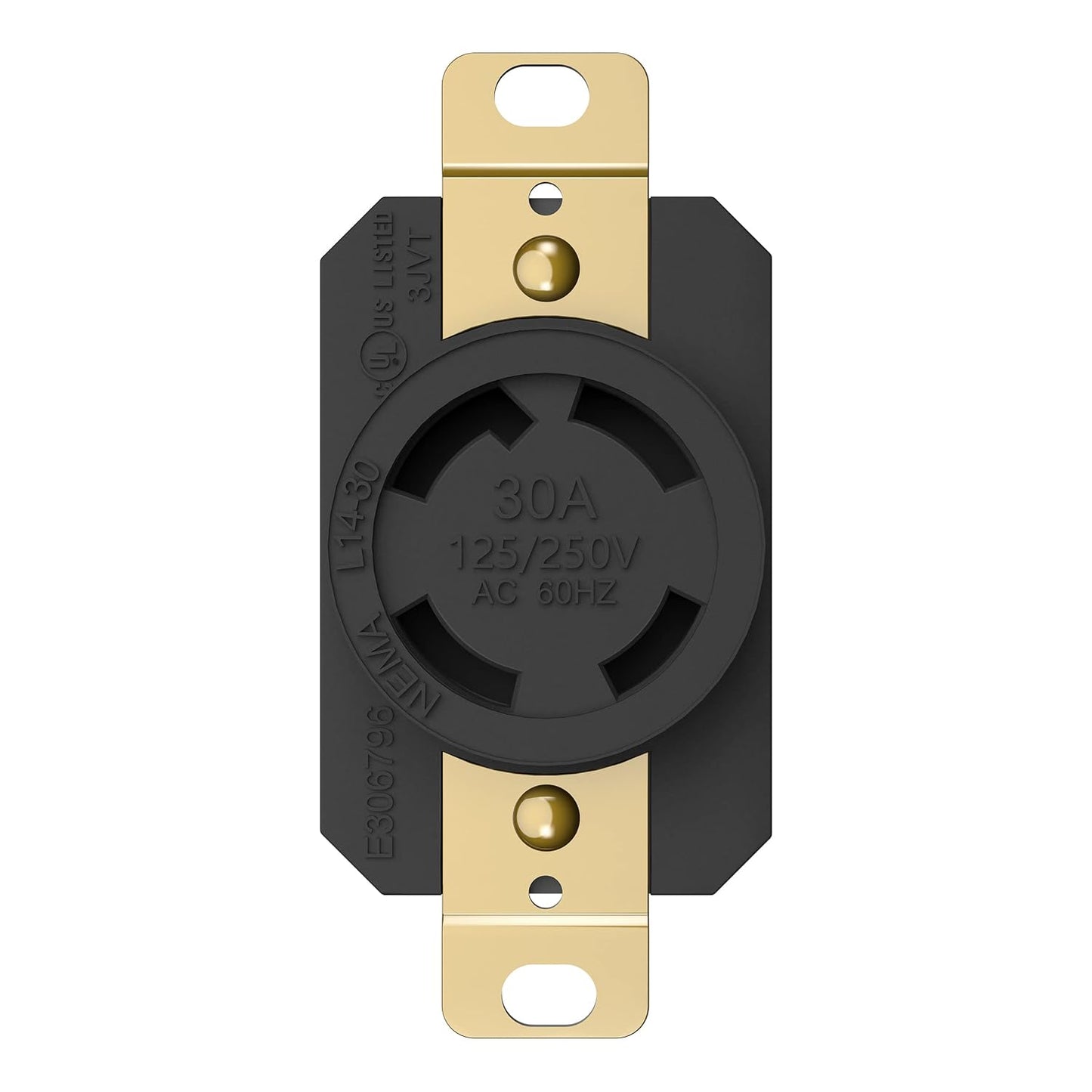 ENERLITES NEMA L14-30P Locking Plug Connector for Generator, Twist Lock Male Plug, 30 Amp, 125/250 Volt ,3 Pole, 4 Wire Grounding, Industrial Grade Heavy Duty, UL Listed, 66470-BK, Black