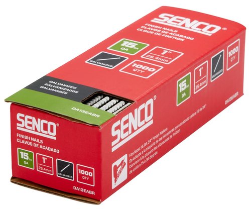 SENCO DA13EABR 1 inch 15 Gauge, Galvanized Finish Nails, 34 Degree Angled Tape Strip 1,000 Count Pack