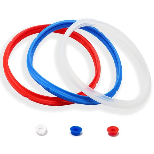 Silicone Sealing Ring for InstaPot - 3 Pcs Replacement Silicone Gasket Seal Rings with 3 Colors(Red, Clear and Blue) - Gasket Accessories for 5/6 Qt InstaPot