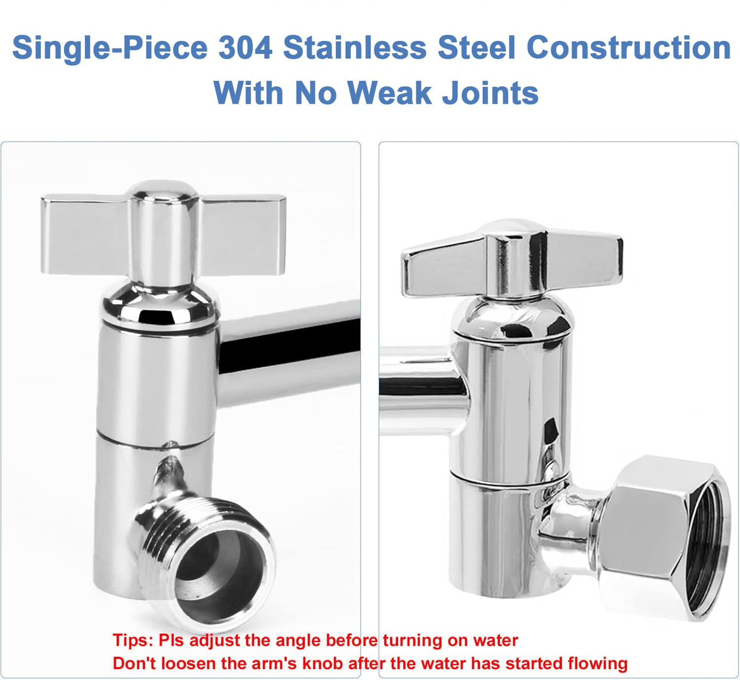 NearMoon Adjustable Shower Arm Universal Connection, Extension Arm, Adjust Angle to Upgrade Shower Experience, Easy to Install, Anti-leak (11 Inch, Chrome Finish)