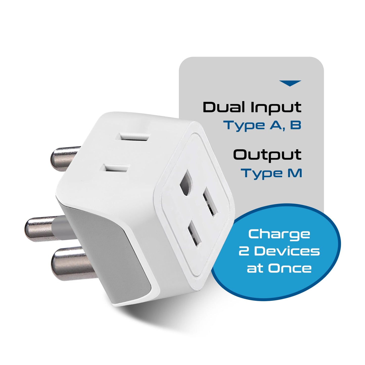 Ceptics South Africa, Namibia Travel Adapter Plug with Dual Usa Input - Type M - Ultra Compact - Safe Grounded Perfect for Cell Phones, Laptops, Camera Chargers and More 3 Pack (CT-10L)