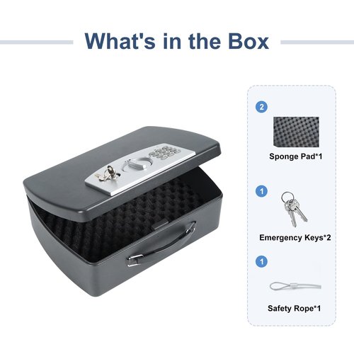 Fraiixar Safe Box 0.21 Cubic Feet Steel Security with Digital Keypad-Electronic for Home Office Hotel Business,Small Steel Travel Safe with Carrying Handle for Money, Cash & Jewelry & Documents