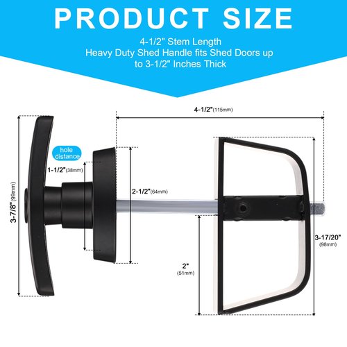 Yaocom 3 Pack Shed Door Latch T-Handle Lock Kit with 9 Keys 4-1/2" Stem Storage Barn Shed Door Hardware Lock Set for Gate, Playhouses, Garage and More, Black