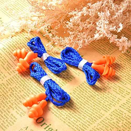 20 Pairs Corded Ear Plugs Reusable Silicone Earplugs with String Banded Ear Plug for Sleeping Noise Cancelling Noise Reduction Hearing Protection(Blue-Orange)