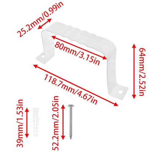 Lovelysp Aluminum Downspout Adapter Gutter Strap Square Pipe Fixed Leader Strap with Installation Screws for 2x3-Inch Manhole Extension 2PCS