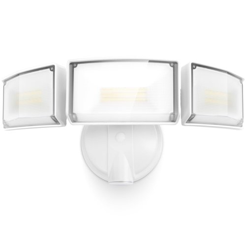 LUTEC 75W 8000 Lumen Floods Light Outdoor, Switch Controlled LED Security Lights with 3 Adjustable Heads, 5000K Daylight, IP65 Waterproof Exterior Flood Light for Outside Garage, Yard, Patio-White