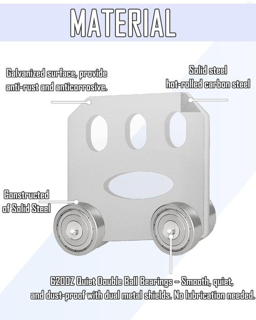 Lsqurel Unistrut Trolley - Silent Trolley with 6200Z Bearings for Overhead Cranes, Garage Doors, and DIY Projects (4 pcs)