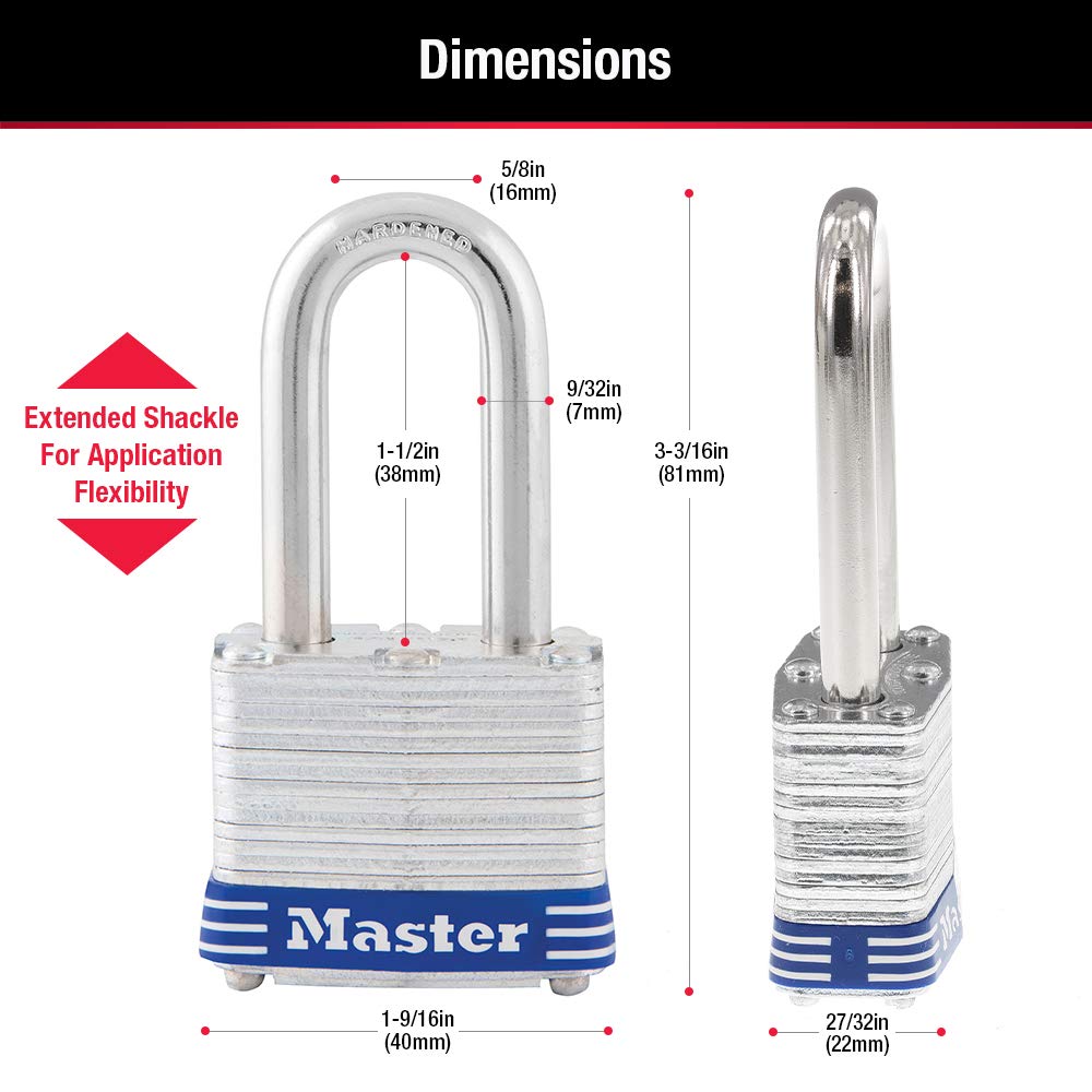 Master Lock 3DLF Outdoor Padlock with Key, 1 Pack