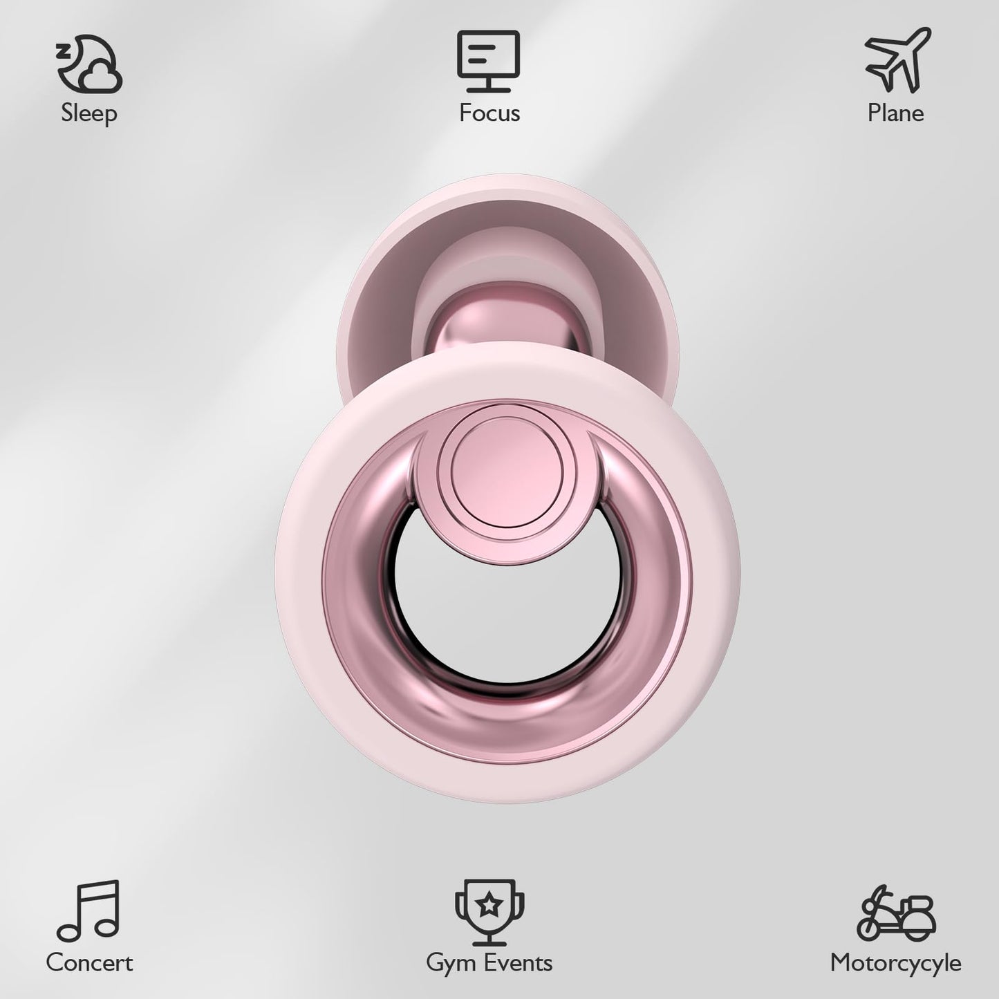 LOETRUY Ear Plugs for Sleeping Noise Cancelling - Reusable Silicone Earplugs for Concert, Motorcycle, Sports and Festivals, 30dB Noise Reduction, Washable Hearing Protection - Pink