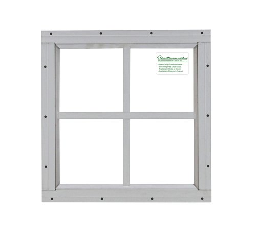 Shed Windows and More 12" x 12" White Flush Mount Shed Window Tempered Safety Glass Aluminum Frame Playhouse Window