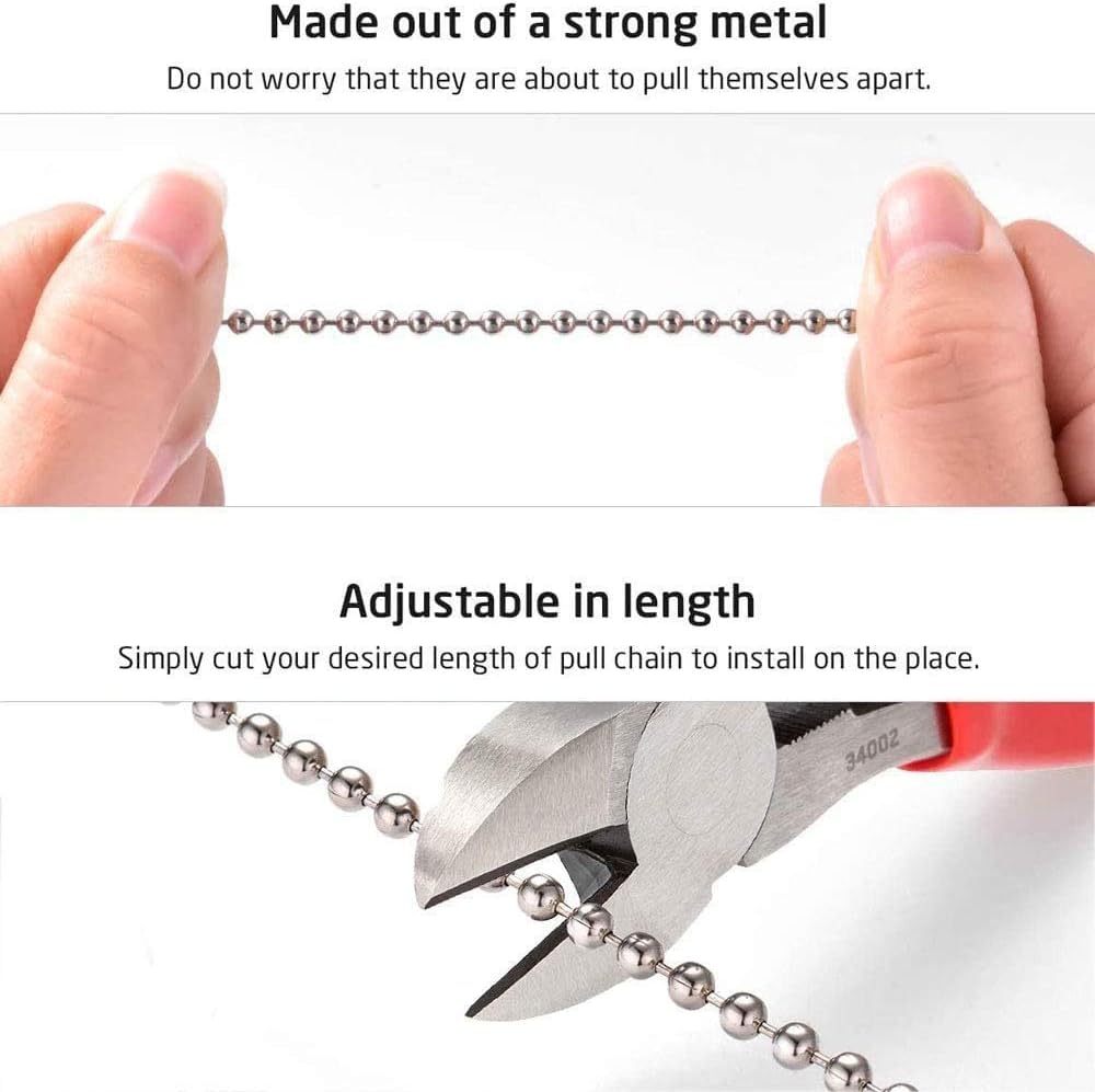 4 Pieces Silver Pull Chains Ceiling Fan Pull Chain Extension Fan Pull Chain Pendant 12 Inch Ceiling Fan Chain Extender Ornament with Ball Fan Chain Connector