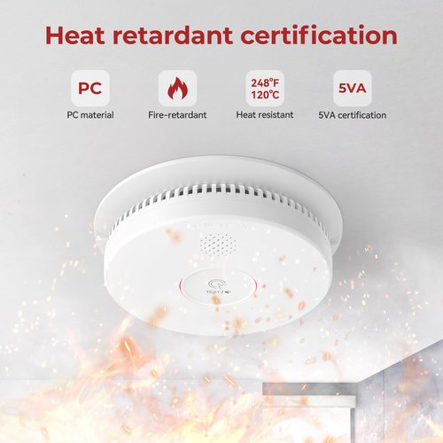 Siterlink Hardwired Interconnected Smoke Detectors,Photoelectric Smoke Alarm with 9V Battery Backup,Test/Silence Button, Hard Wired Fire Alarm for Home GS562A 4pack