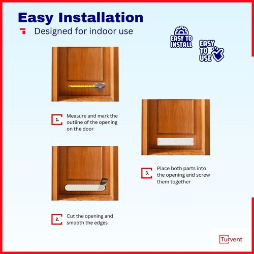 TURvent 17.7" x 3.6" Door Vents for Interior Doors - White Vent Cover with Screws - Plastic Ventilation Grille Two Sided - Air Register for Bathroom, Garage, Kitchen - Cut-Out Area 17x3.1 inch