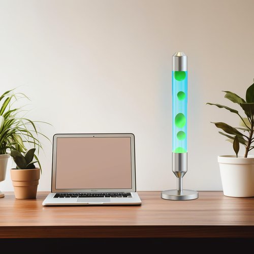 Kyzfy 24.4-Inch Relaxing Liquid Motion Lamps,Magma Lamps, Home Decor Living Room Office Bedroom Lamp ((Green Wax, Blue Water/Silver))