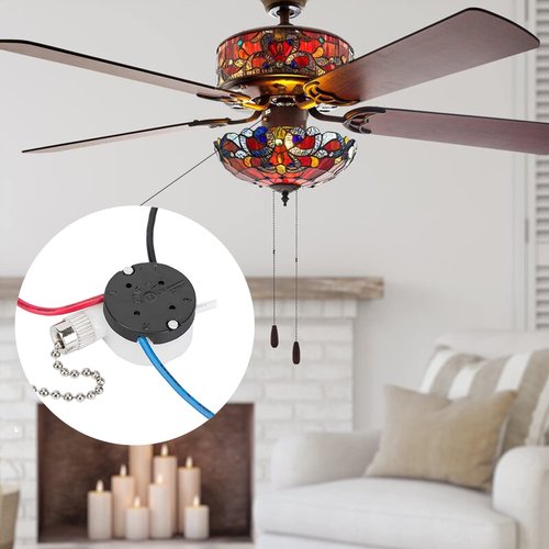 Ceiling Fan Switch Zing Ear ZE-208S E89885 3 Speed 4 Wire Fan Switch Pull Chain Ceiling Fan Switch Speed Control Switch for Ceiling Fans, Wall Lamps, Cabinet Light, Black Bronze 1PCS
