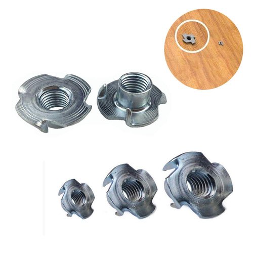 T-Nut 1/4"-20,5/16"-18, 3/8"-16, (100 Pack) 4 Pronged Tee Nut Assortment Kit,for Rock Climbing Holds, Wood, Cabinetry, etc.
