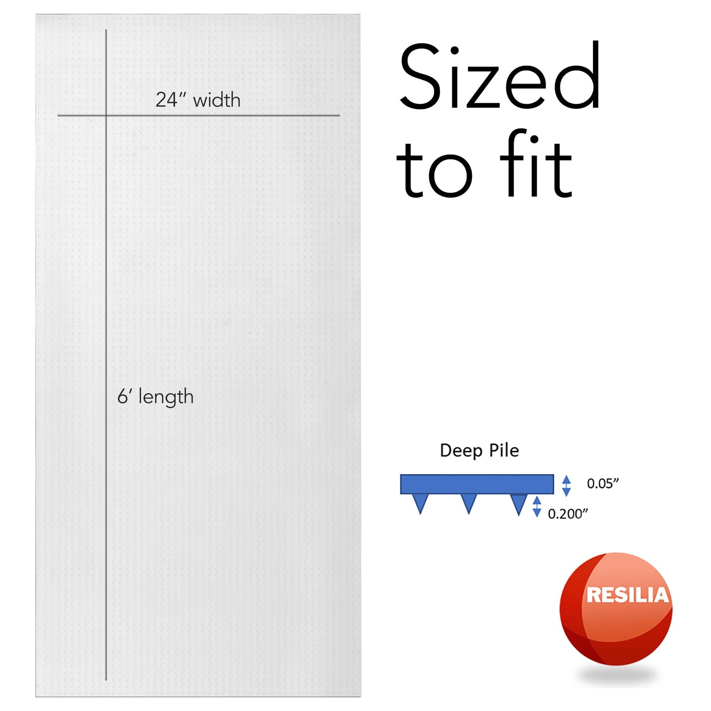 RESILIA Industrial Deep Pile Carpet Runner - Crosshatch Pattern Non Slip Carpet & Rug Protector Mat, Waterproof Clear Plastic Vinyl Floor Covering, 24 Inches Wide x 6 Feet Long, Made in The USA