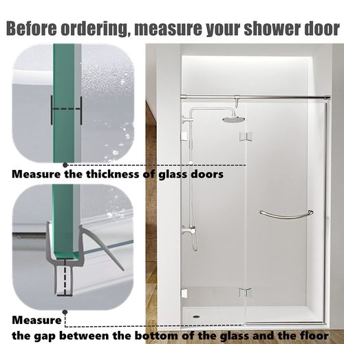 GEZMR 2-Pack Ultra Clear Shower Door Bottom Seal (3/8'' X 39'', Polycarbonate) Frameless Glass Shower Door Seal Strip Shower Door Sweep - Stop Shower Leaks and Create a Water Barrier