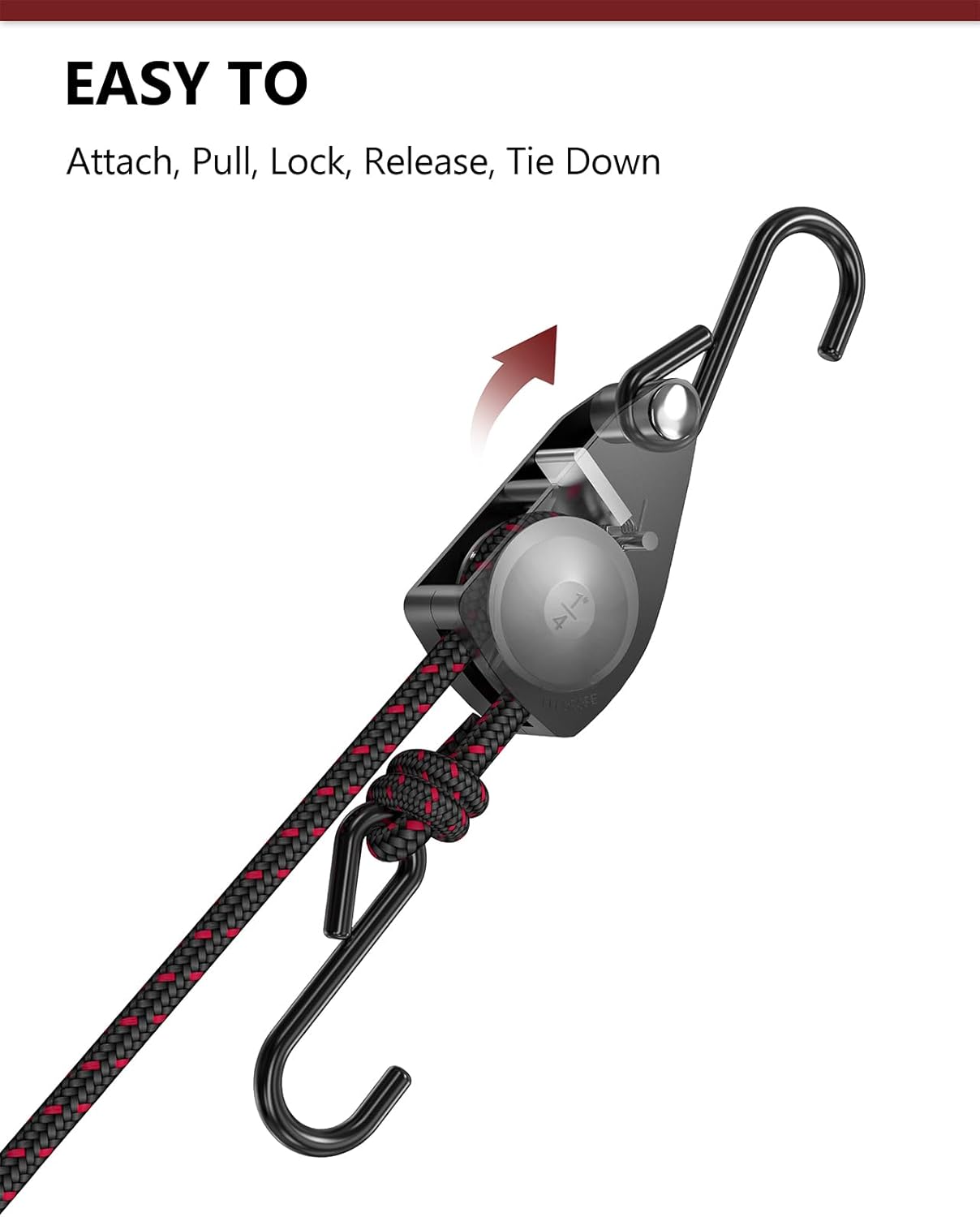 VIPARSPECTRA Retractable Heavy Duty Ratchet Tie Down Straps [4 Pack, 8ft, 75lbs/Pack], Rope Pulley System Rollers with Carabiner Hook for Kayak/Hanging Plants/Grow Light/Tents Various Tie-Down Uses