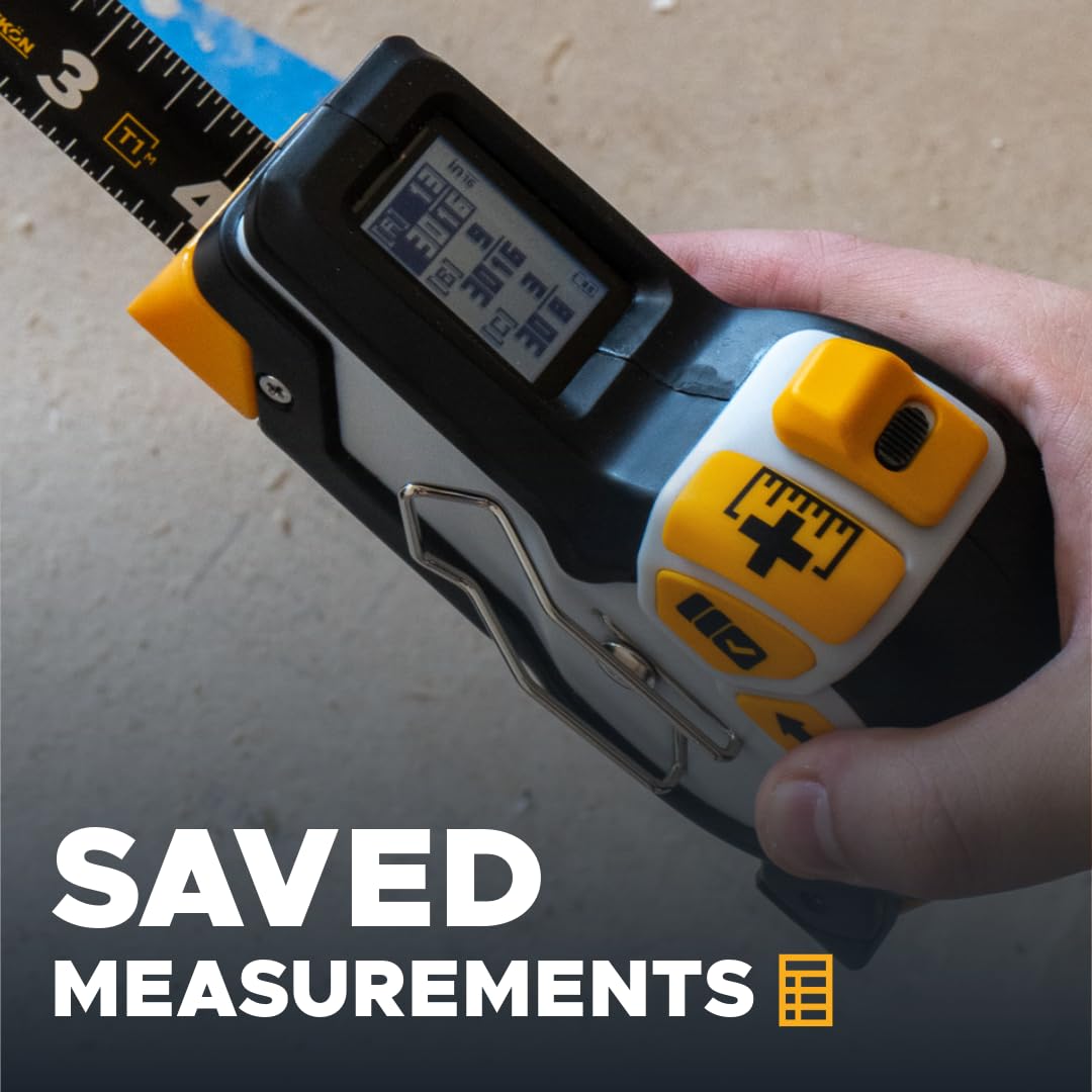 REEKON T1M Utility Digital Tape Measure 16 ft (English) – Bluetooth Smart Measuring Tool, 1/32” Accuracy, Saves 1000+ Measurements, LCD Display, 150 Hour+ Battery Life & Rechargeable